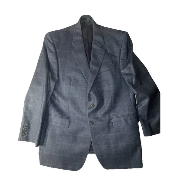 Ralph Lauren LRL Sport Blazer Men's 44R Blue Wool Silk Linen Glen Check Plaid - Picture 1 of 10
